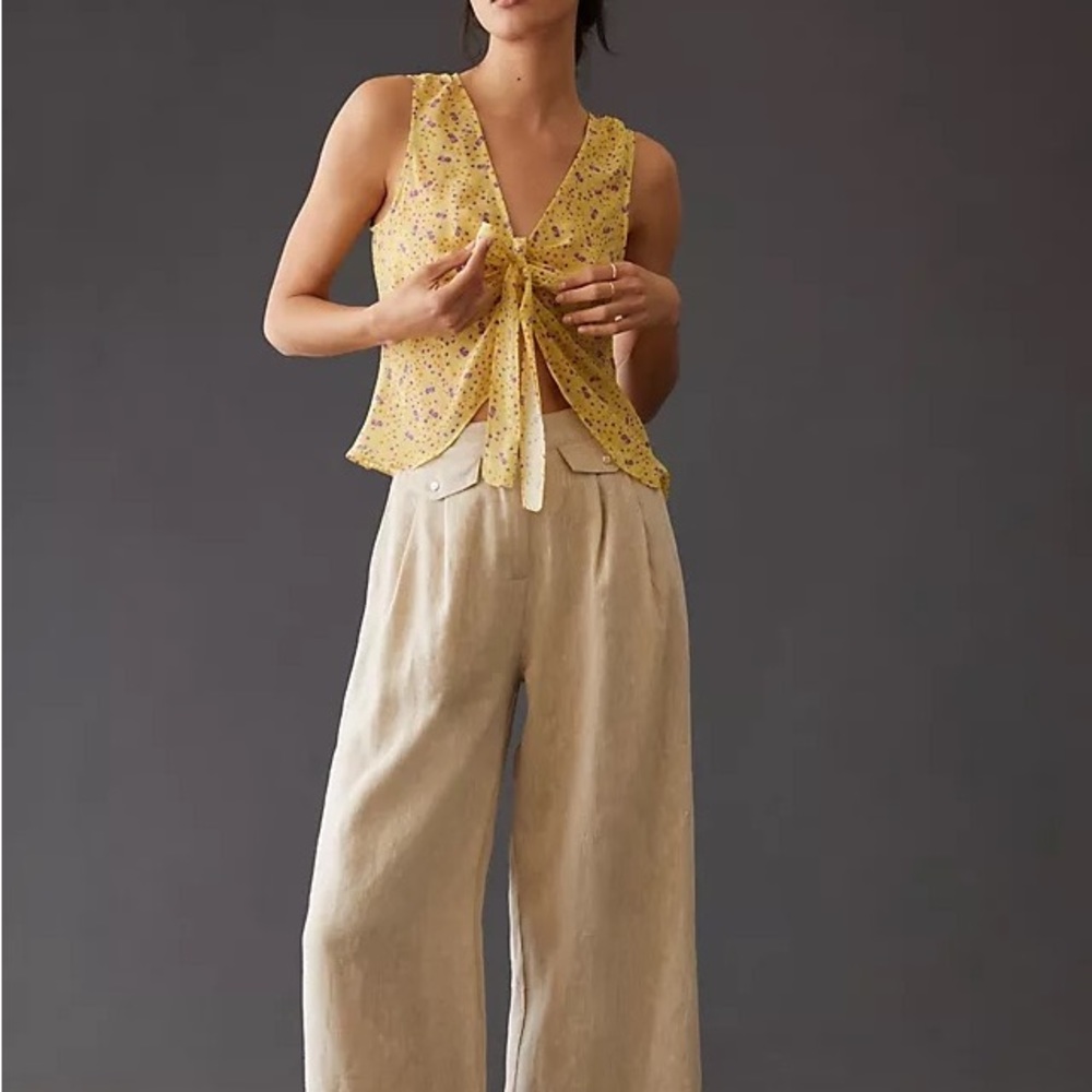 NWT Favorite Daughter The Gwen Top Tie Front Sleeveless Silk Blouse - Picture 3 of 16